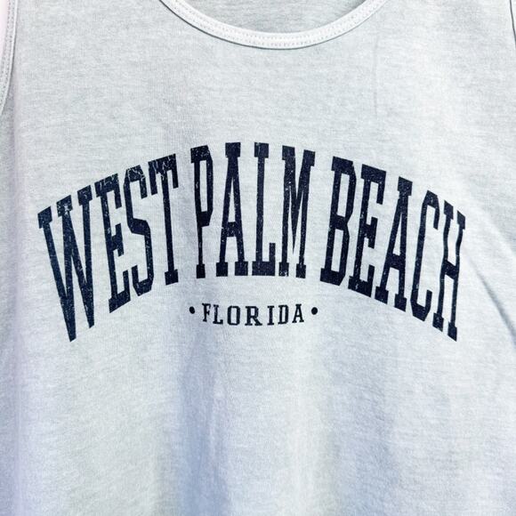 Gilda. Blue Grey Distressed Logo West Palm Beach Tank Top Women’s Size Large - Picture 3 of 11